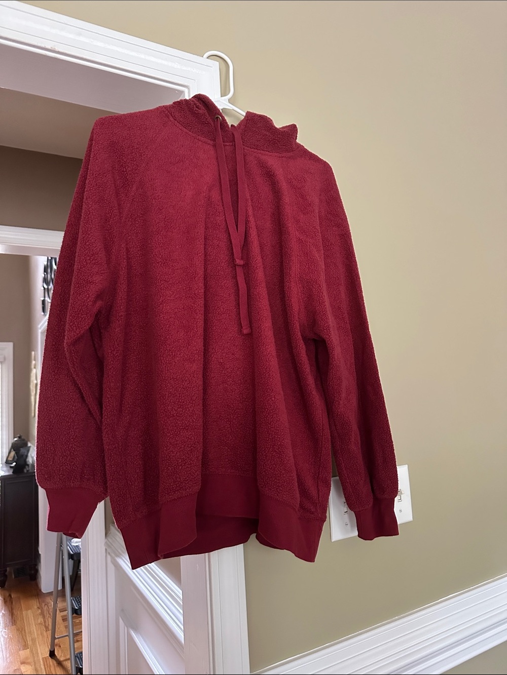 Cozy Women's Red Pullover Hoodie Sweater